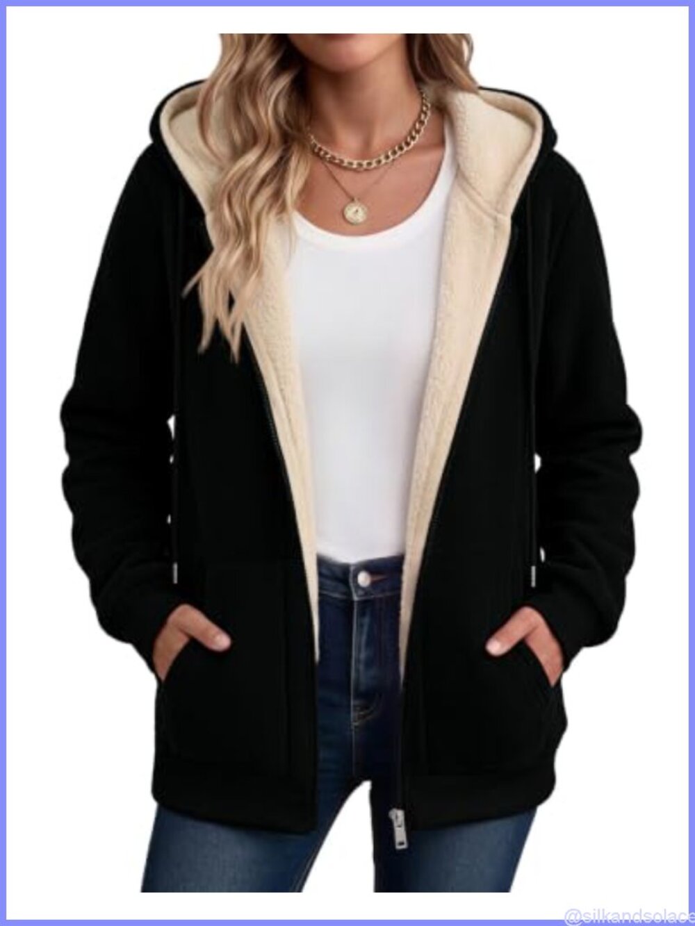 Sherpa Fleece Hoodie Zip Up Warm Winter Coat